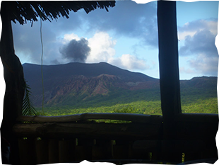View of the volcano from our bungalow